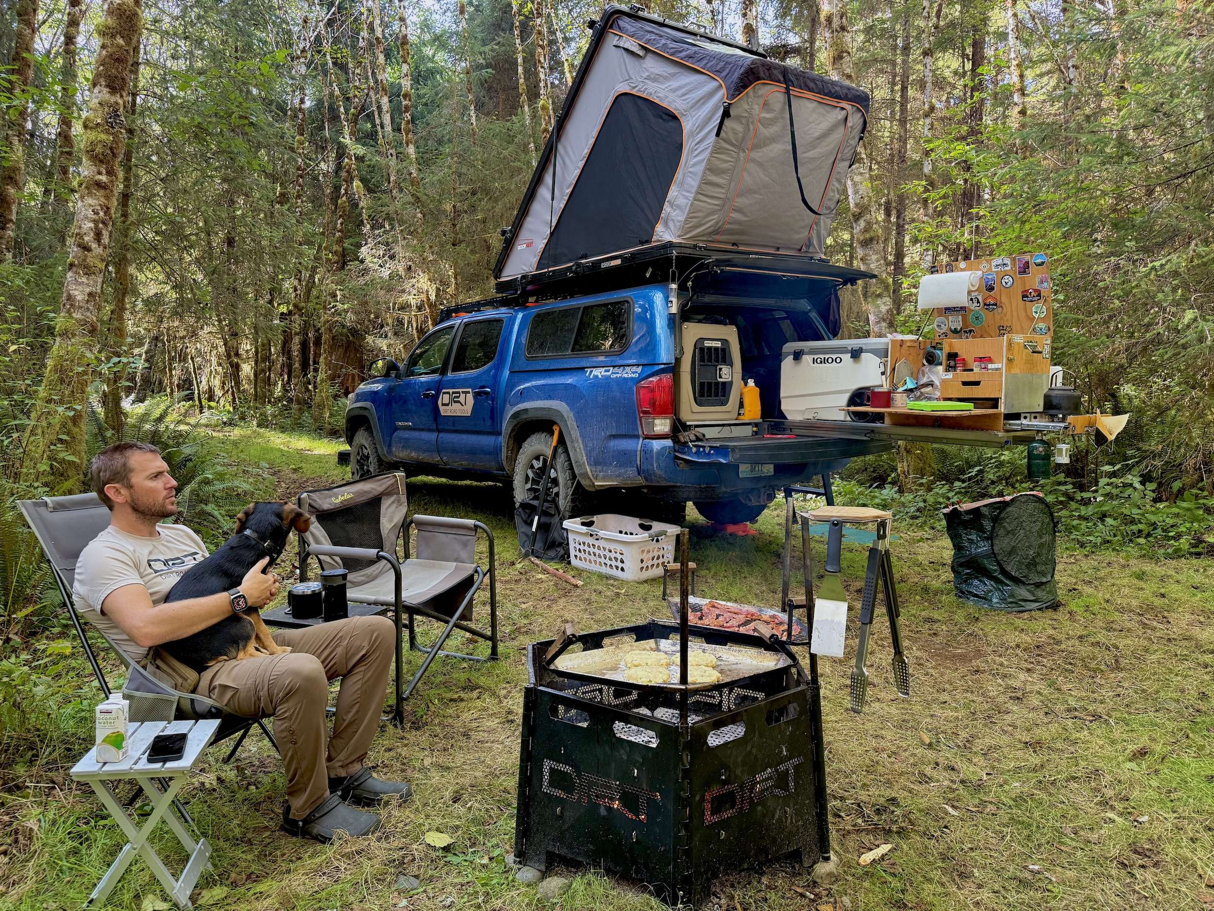Camping-while-cooking-mashed-potato-pancakes-over-the-campfire